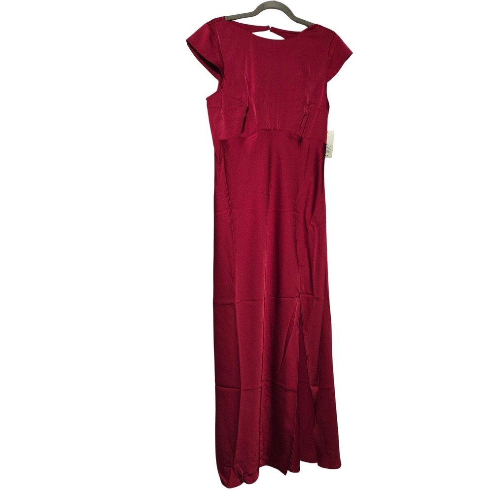 A New Day Red Satin Cap Sleeve Open Back‎ Maxi Dress NWT Size M